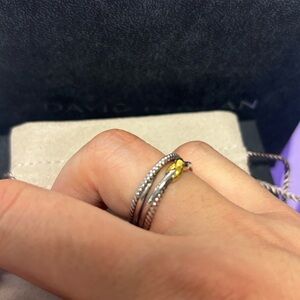David Yurman Two-Tone Twisted Stack Ring with Gold Detail